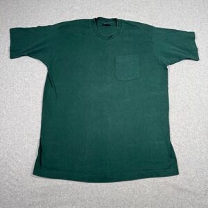 Vintage 90s Honors Mens XL Green Single Stitch Pocket T-Shirt Made in USA Tee